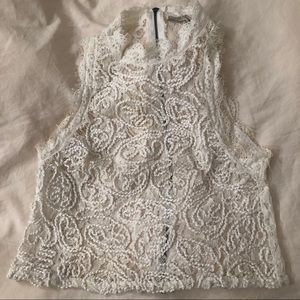 Zara White Lace Crop Top